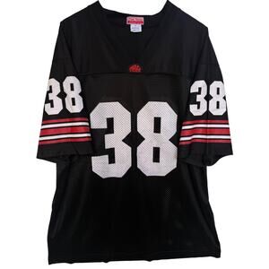 Mac Tools Football Jersey Mens XL Black Mesh #38 Graphic V Neck Mechanic Shirt